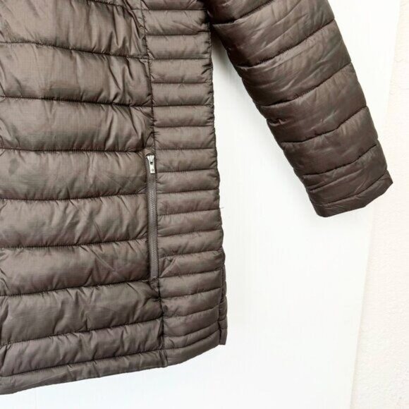 Columbia Hooded Puffer Down Jacket Brown Full Zip Quilted Insulated Warm L - Picture 2 of 11